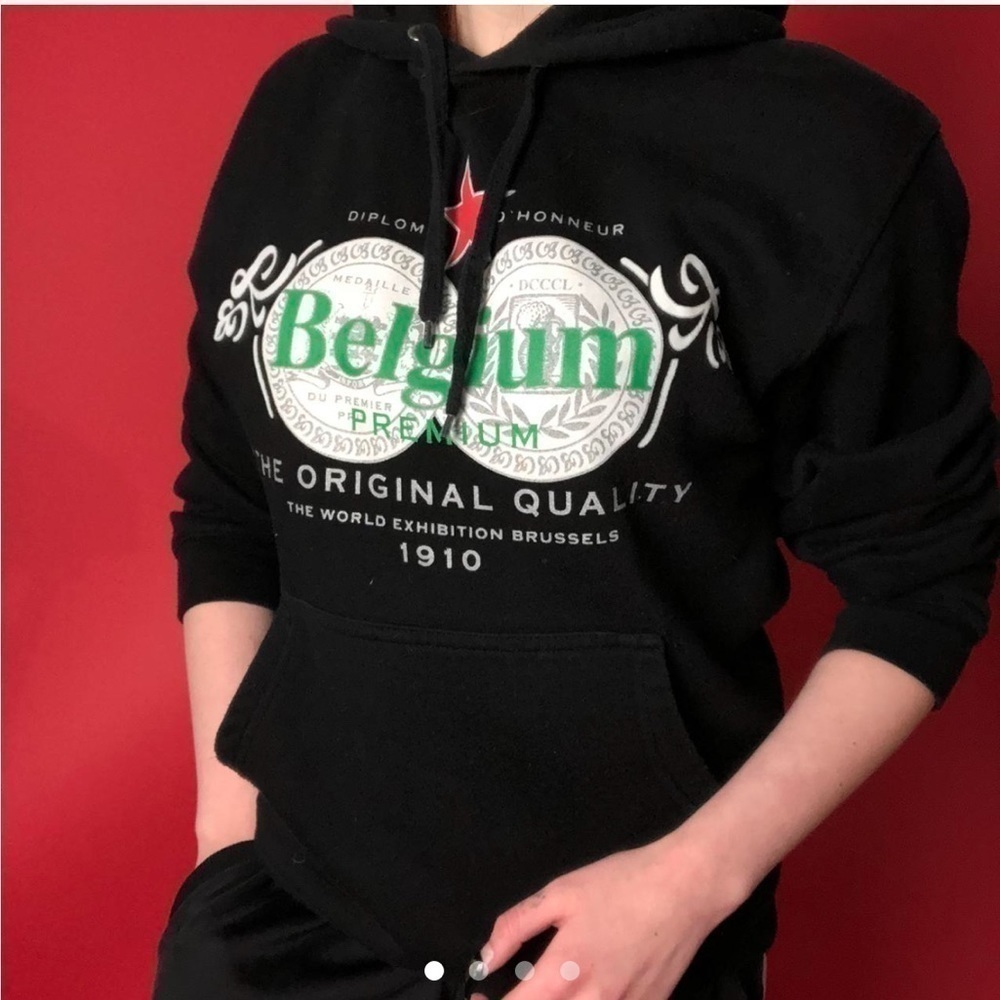 Original quality Belgium beer logo hoodie 🖤💚